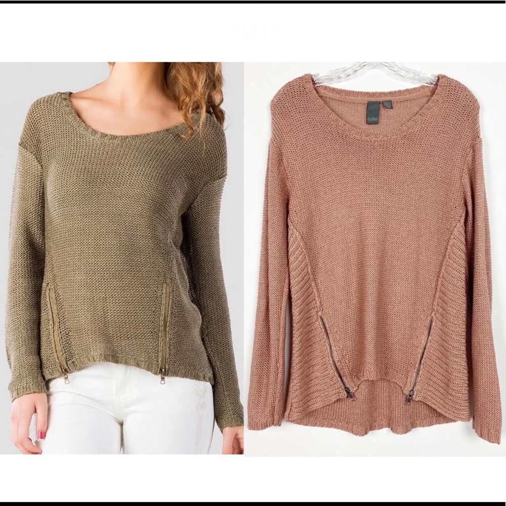 Mauve Pullover Knit Long Sleeve Sweater Side Zip M